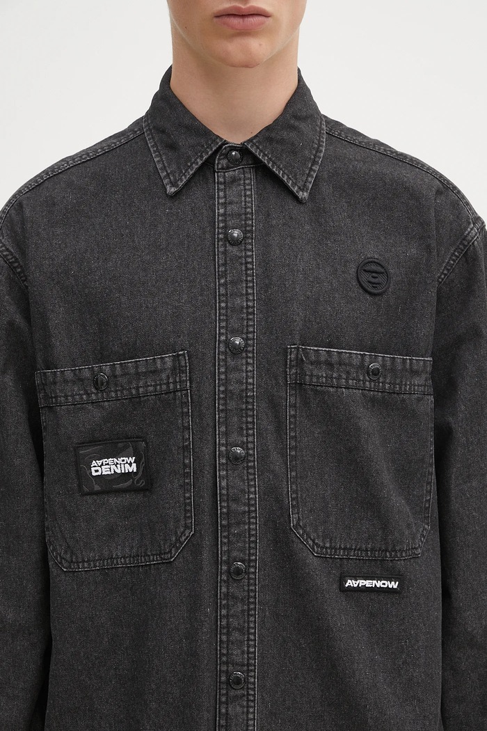 Traper košulja AAPE Now Long crna AAPSTM8511XXO