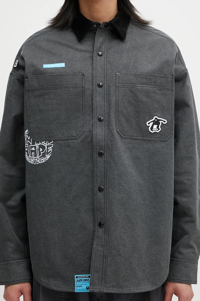 Двусторонняя куртка-рубашка AAPE Main Long Sleeve чёрный AAPSTM8502XXN