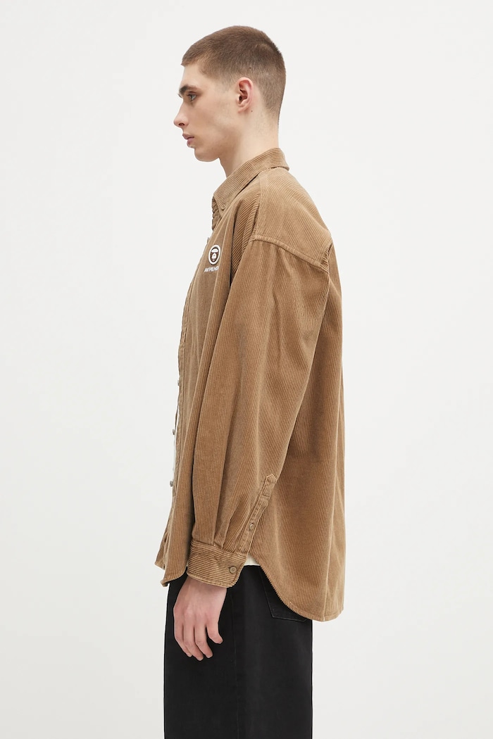 AAPE corduroy shirt Now Long Sleeve AAPSTM8499XXN brown SS25