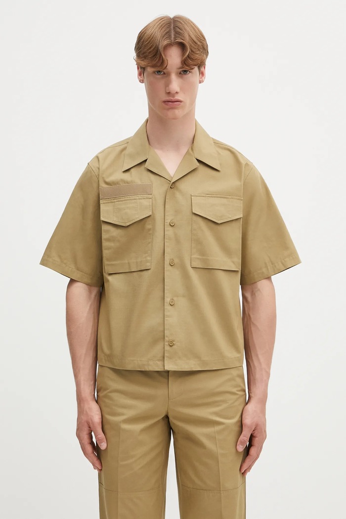 Βαμβακερό πουκάμισο Helmut Lang BOXY.FIELD.SHRT.COMP κανονικό πράσινο P01HM504