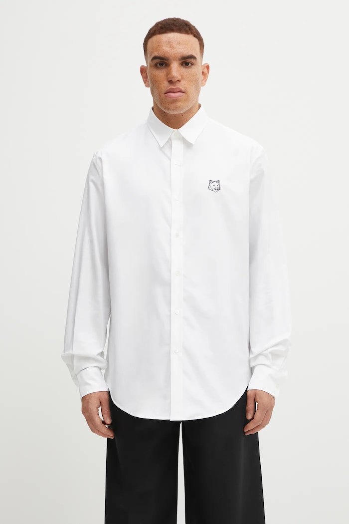 Maison Kitsuné koszula bawełniana Contour Fox Head Skate gładkie biały MM00405WC5012