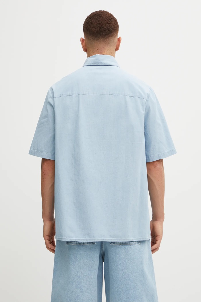 Oblečenie Bavlnená košeľa Maison Kitsuné Relaxed Short Sleeve OM00424WC5006 modrá