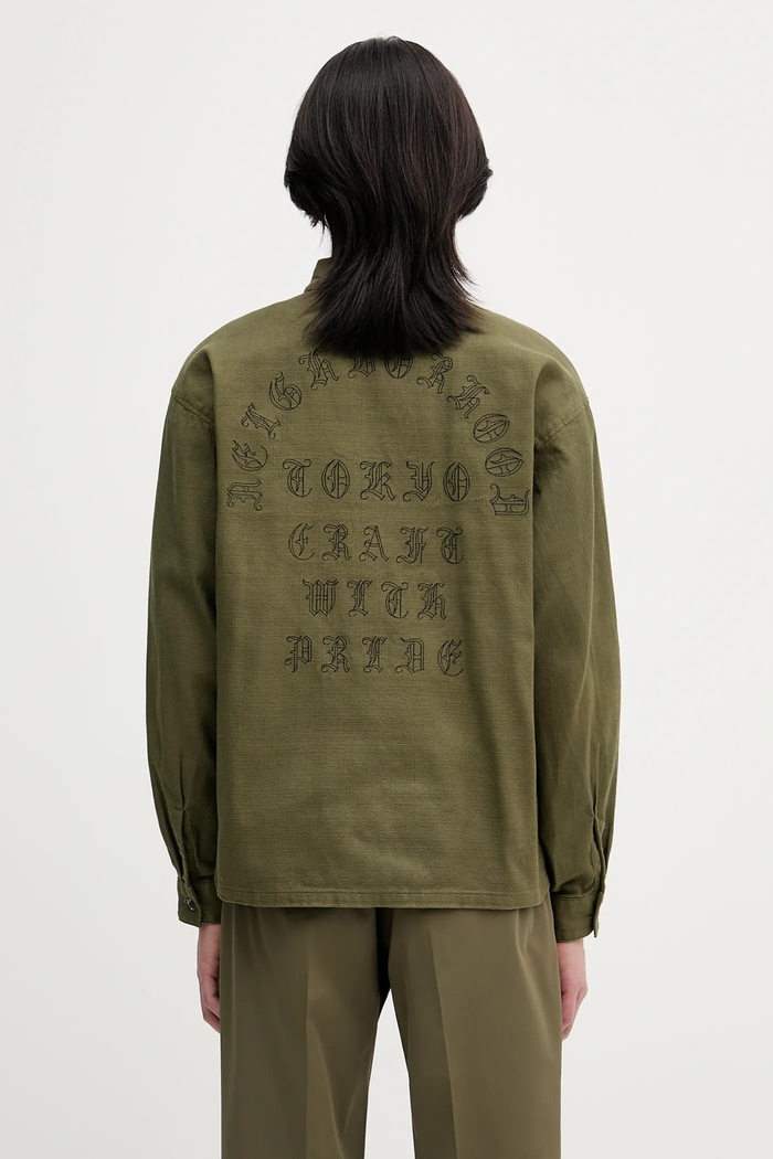Odjeća Košulja s dodatkom lana NEIGHBORHOOD EMBROIDERY 251AQNH.SHM03 zelena