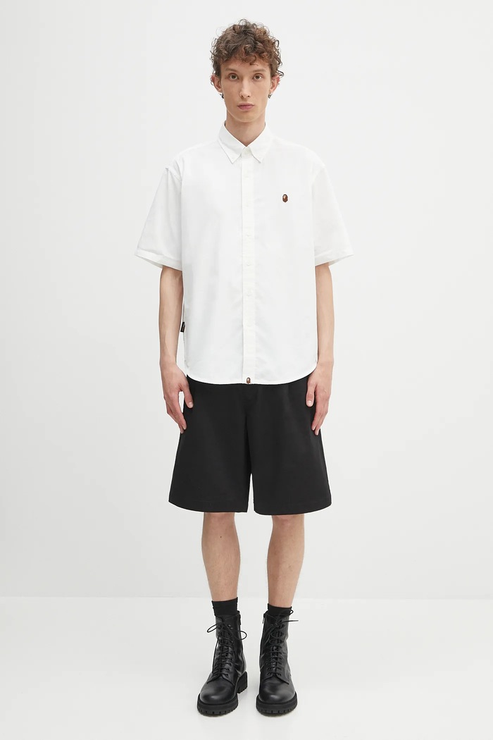 A Bathing Ape camicia One point oxford 1L30132301 bianco