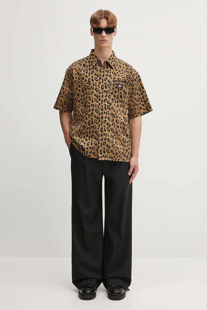 Bavlněná košile Wacko Maria DICKIES / WORK SHIRT ( TYPE-2 ) 25SS.WMS.DC02 hnědá