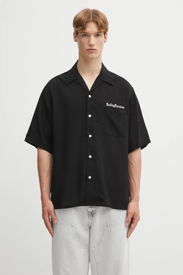 Риза Wacko Maria 50'S SHIRT S/S ( TYPE-2 ) свободна черен 25SS.WMS.OC06