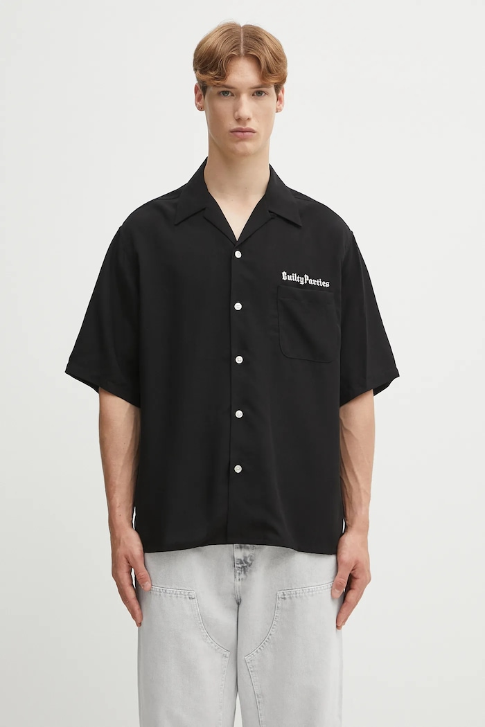 Риза Wacko Maria 50'S SHIRT S/S ( TYPE-2 ) свободна черен 25SS.WMS.OC06