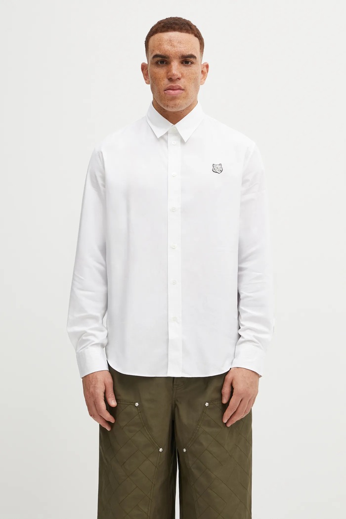 Maison Kitsuné koszula bawełniana Bold Fox Head Casual bawełna biały MM00412WC0026