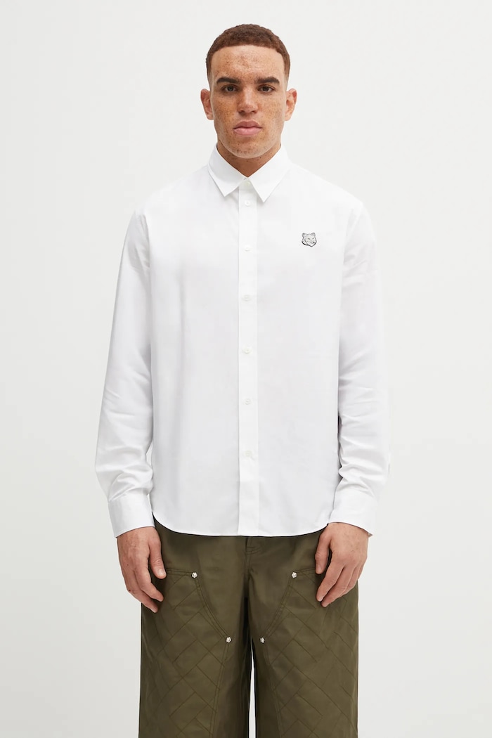 Maison Kitsuné koszula bawełniana Bold Fox Head Casual bawełna biały MM00412WC0026