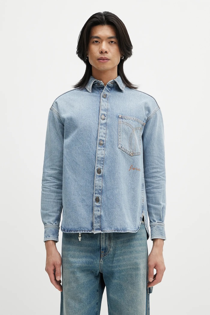 Fiorucci denim shirt Open Back Embroidered Denim cotton blue W02SMDSI390DN01DN01