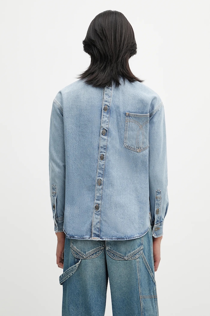 Fiorucci denim shirt Open Back Embroidered Denim W02SMDSI390DN01DN01 blue
