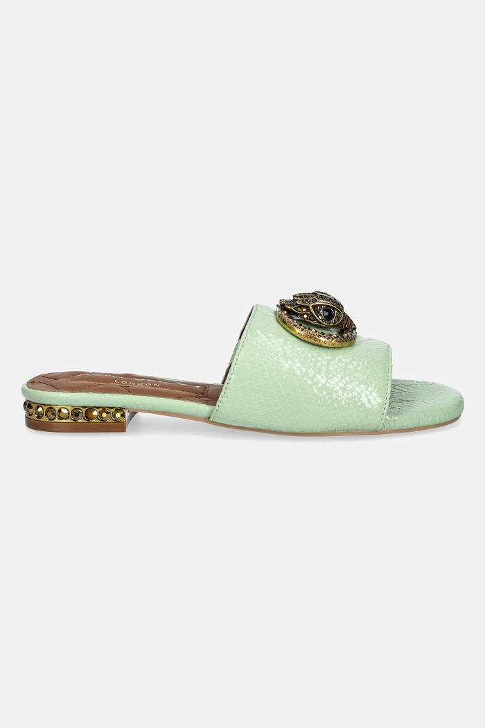 Kurt Geiger London klapki skórzane Chelsea Flat Sandal 3416273719.PALEGRE zielony SS25