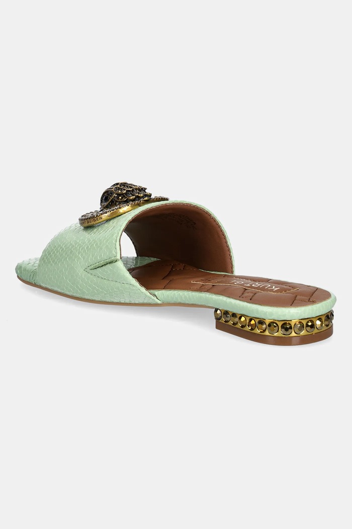 Obuwie Kurt Geiger London klapki skórzane Chelsea Flat Sandal 3416273719.PALEGRE zielony
