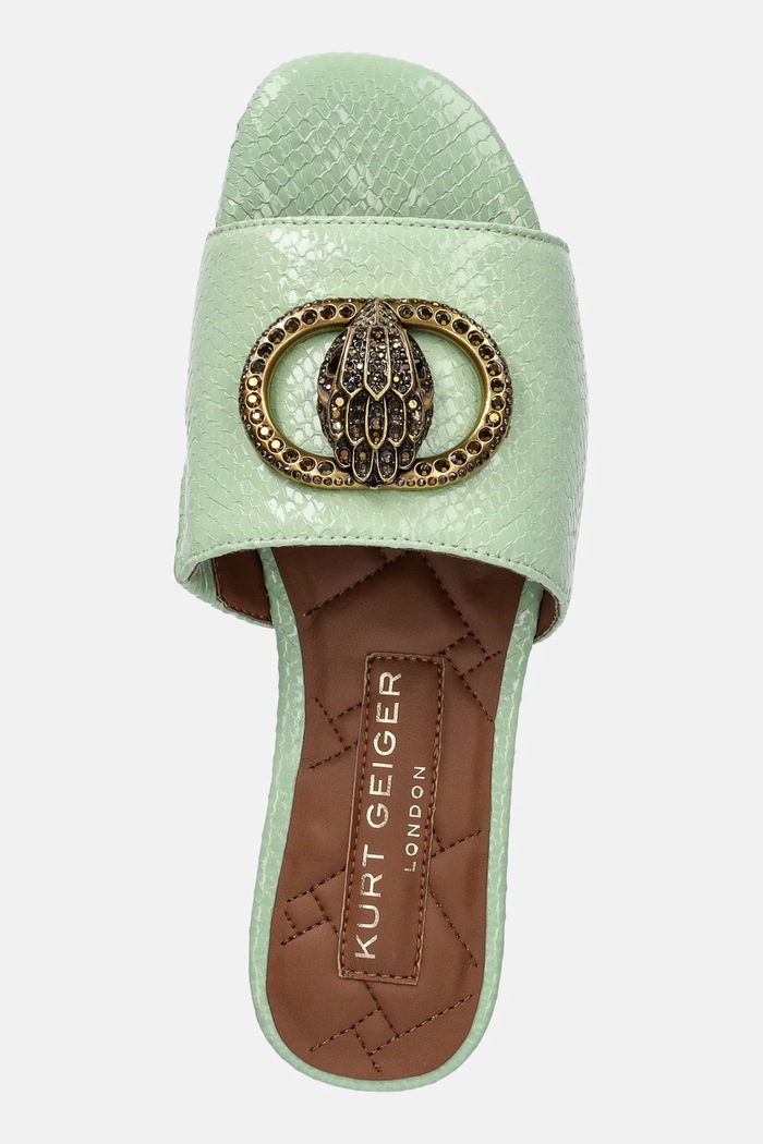 Kurt Geiger London klapki skórzane Chelsea Flat Sandal zielony 3416273719.PALEGRE