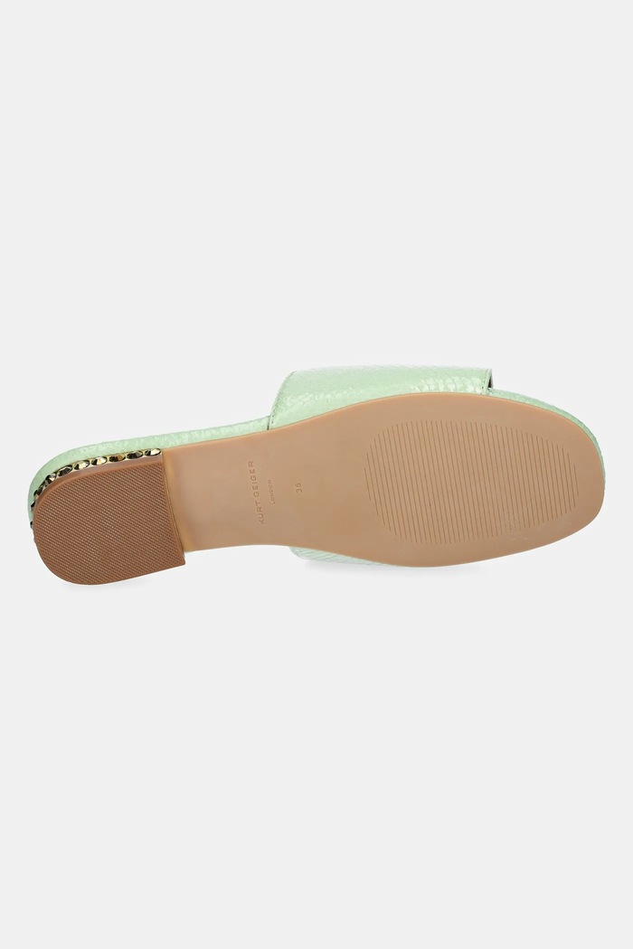 Kurt Geiger London klapki skórzane Chelsea Flat Sandal 3416273719.PALEGRE zielony
