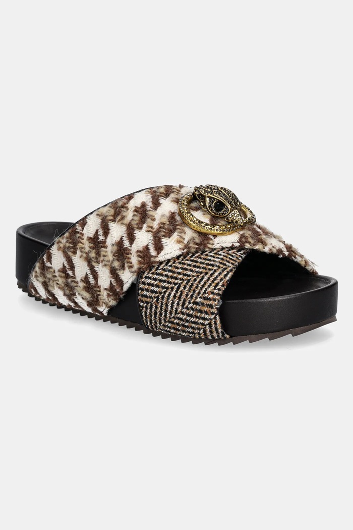 Pantofle Kurt Geiger London Chelsea Cross Strap Dr textilní béžová 3973139609.BROWN