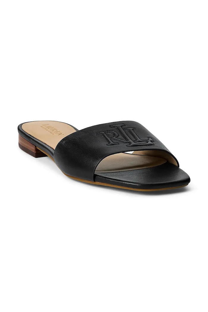 Kožené šľapky Lauren Ralph Lauren Everley Sld 802959142001.001 čierna SS26