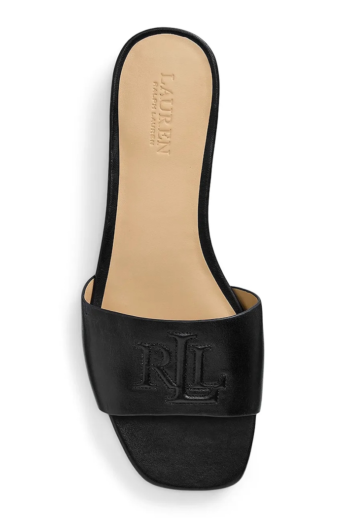 Obuv Kožené šľapky Lauren Ralph Lauren Everley Sld 802959142001.001 čierna