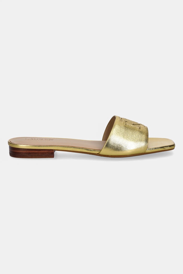 Lauren Ralph Lauren klapki skórzane Everley Sld 802970531002.710 złoty SS25