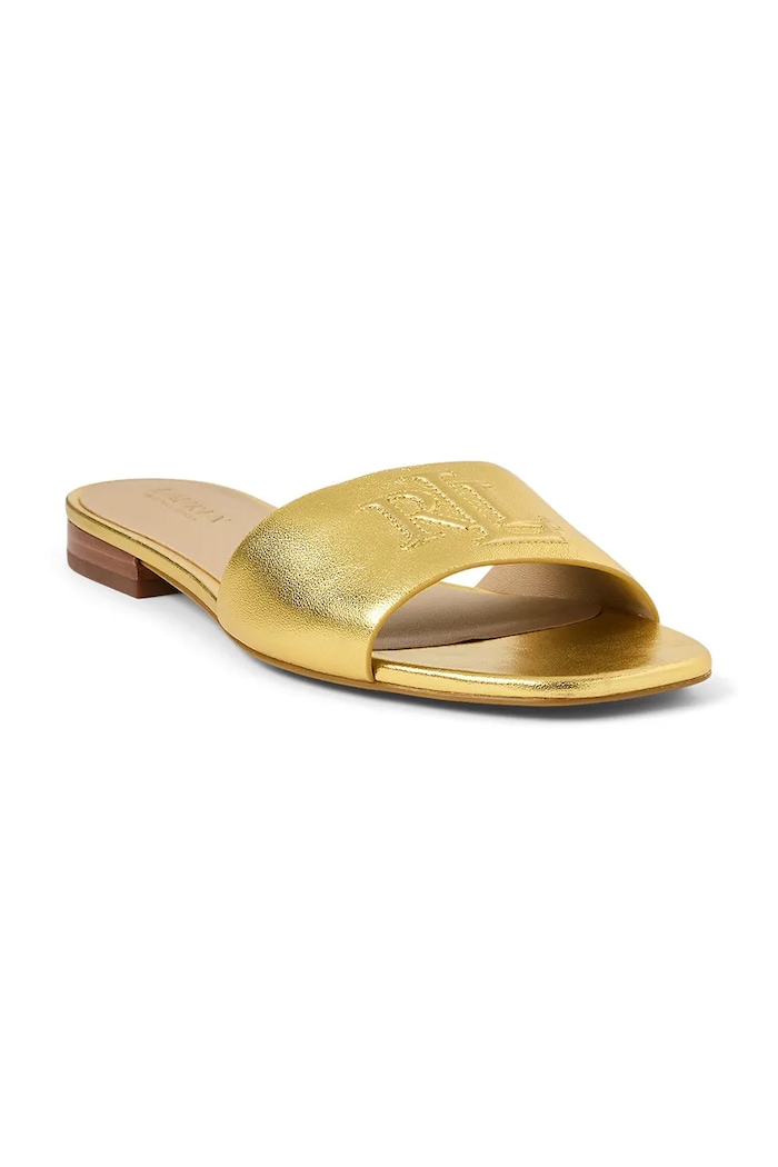 Δερμάτινες παντόφλες Lauren Ralph Lauren Everley Sld 802970531002.710 χρυσαφί SS25