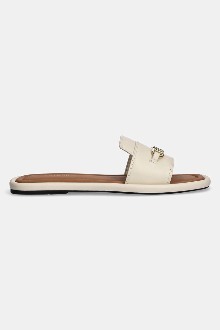 Kožené pantofle Tommy Hilfiger LEATHER HORSEBIT MULE FW0FW08420 béžová SS25