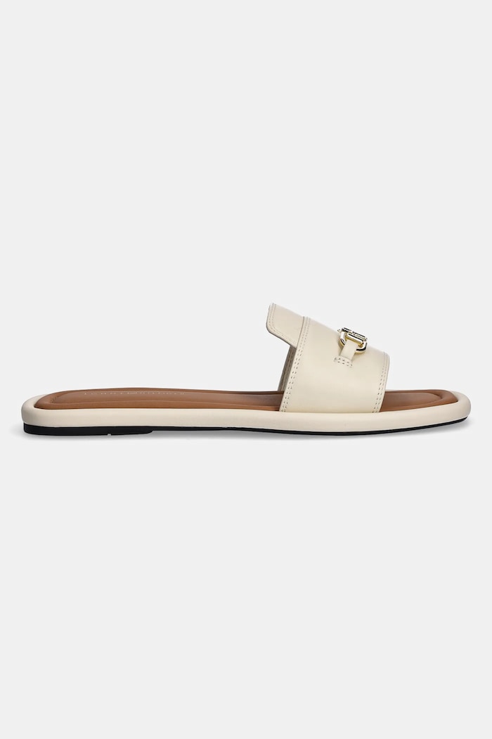 Kožené pantofle Tommy Hilfiger LEATHER HORSEBIT MULE FW0FW08420 béžová SS25