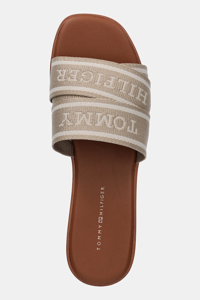 Tommy Hilfiger klapki TOMMY HILFIGER WEBBING MULE beżowy FW0FW08421