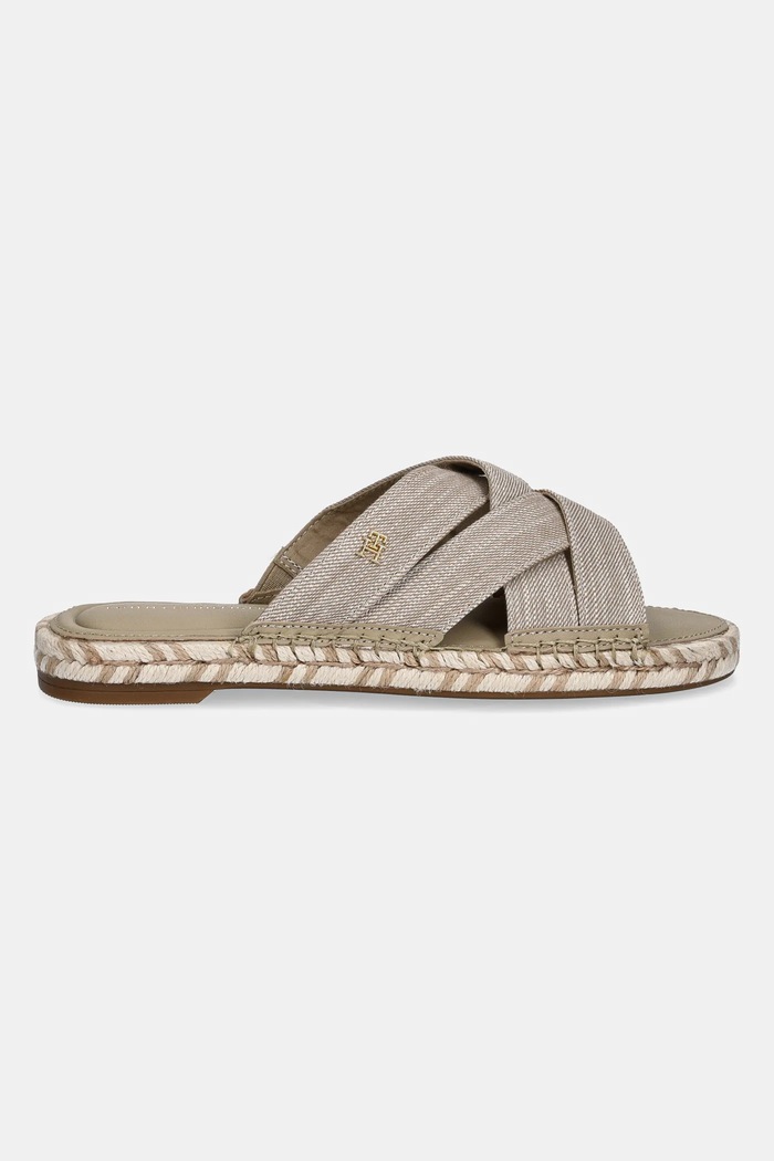 Pantofle Tommy Hilfiger CHAMBRAY ESPADRILLE MULE FW0FW08501 béžová SS25