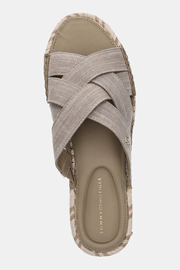Pantofle Tommy Hilfiger CHAMBRAY ESPADRILLE MULE béžová FW0FW08501