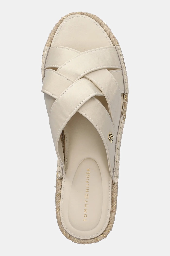 Šľapky Tommy Hilfiger SATIN ESPADRILLE MULE béžová FW0FW08502