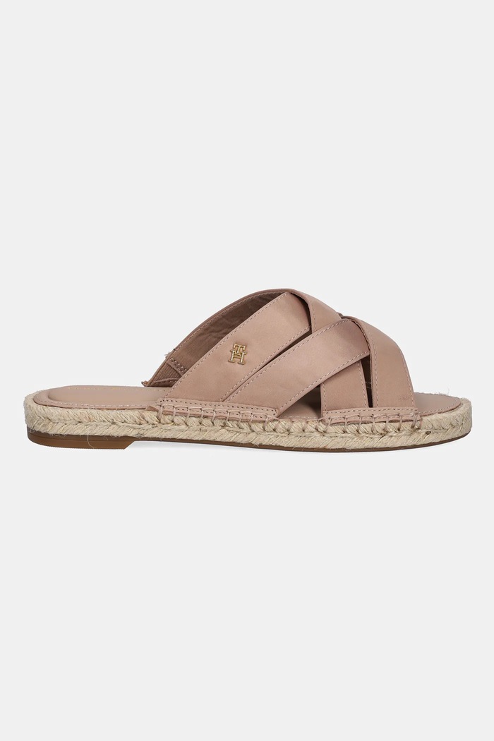 Šľapky Tommy Hilfiger SATIN ESPADRILLE MULE FW0FW08502 béžová SS25