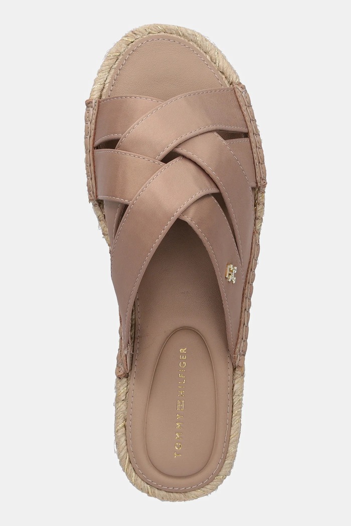 Šľapky Tommy Hilfiger SATIN ESPADRILLE MULE béžová FW0FW08502