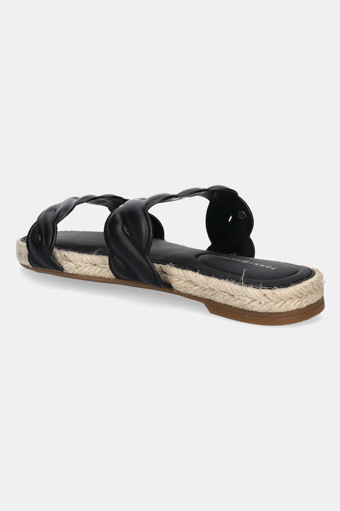 Obuv Kožené šľapky Tommy Hilfiger LEATHER ROPE ESPADRILLE MULE FW0FW08503 čierna