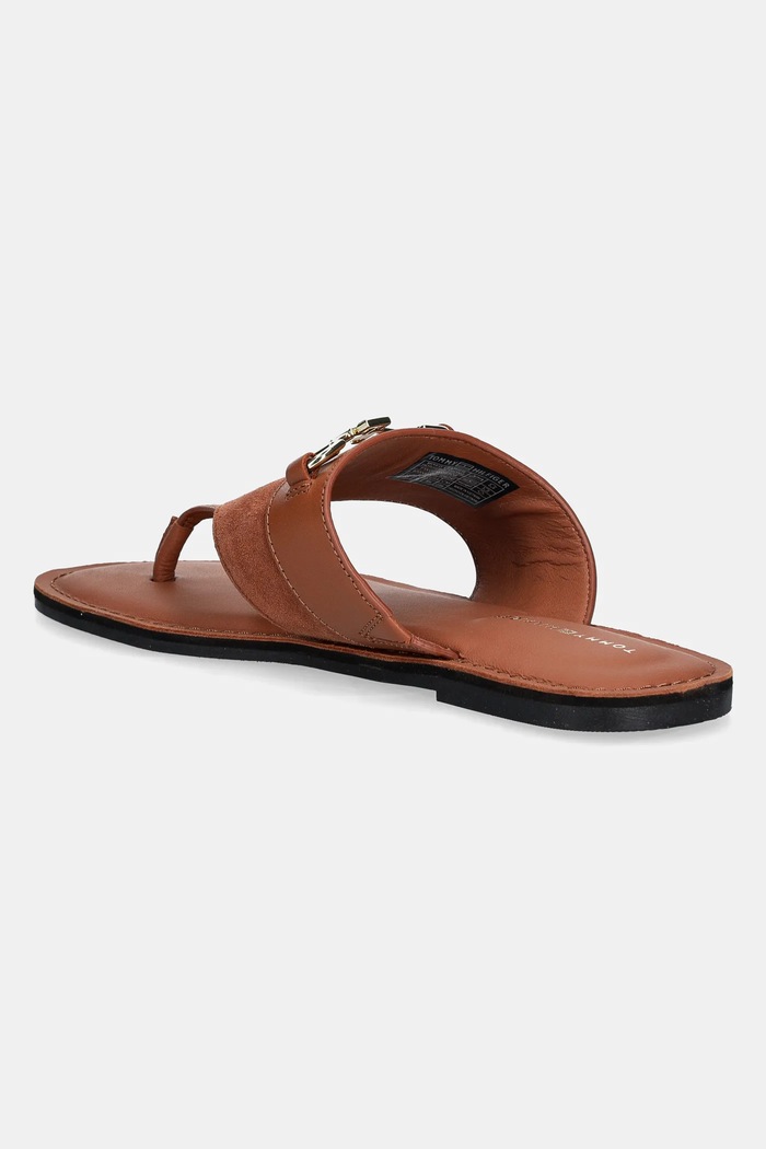Boty Kožené žabky Tommy Hilfiger MIXED LEATHER HORSEBIT THONG FW0FW08506 hnědá