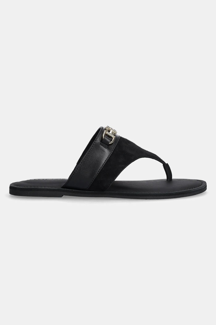 Kožené žabky Tommy Hilfiger MIXED LEATHER HORSEBIT THONG FW0FW08506 černá SS25