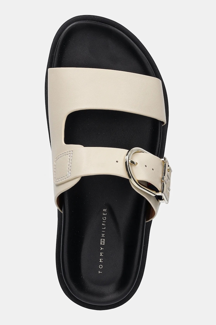 Δερμάτινες παντόφλες Tommy Hilfiger LEATHER SPORTY MULE μπεζ FW0FW08512