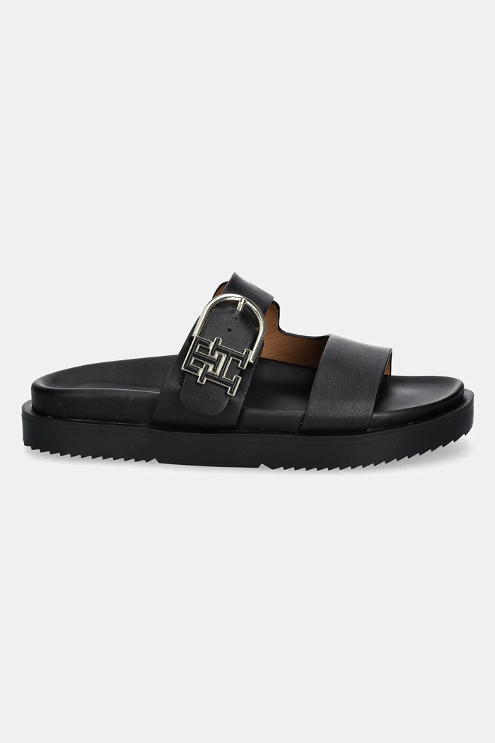 Tommy Hilfiger șlapi de piele LEATHER SPORTY MULE FW0FW08512 negru SS25