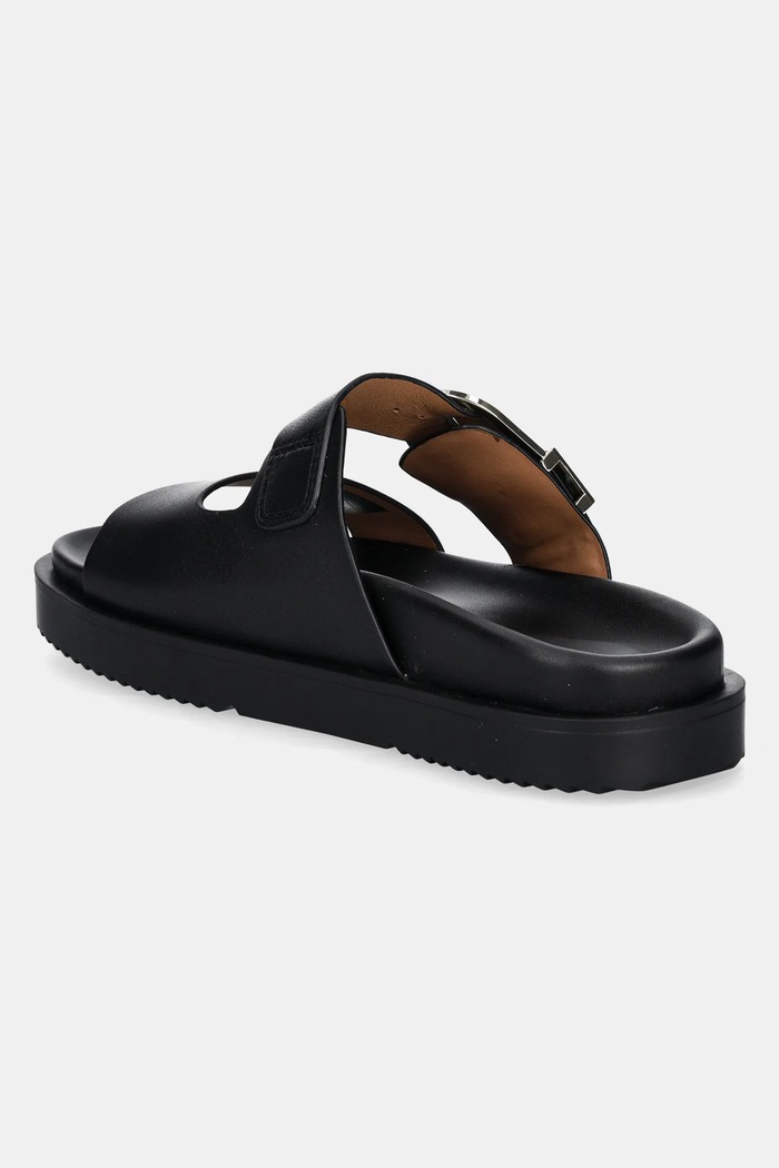 Încălțăminte Tommy Hilfiger șlapi de piele LEATHER SPORTY MULE FW0FW08512 negru