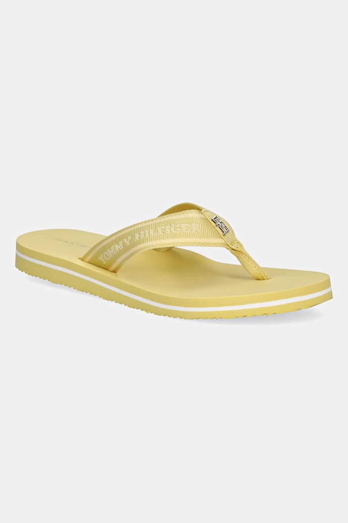 Žabky Tommy Hilfiger HILFIGER WEBBING BEACH SANDAL textilní žlutá FW0FW08515