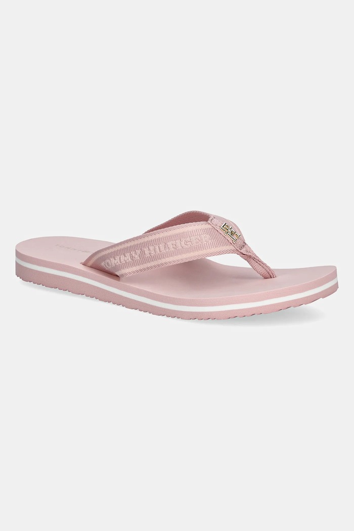 Tommy Hilfiger Șlapi HILFIGER WEBBING BEACH SANDAL roz FW0FW08515