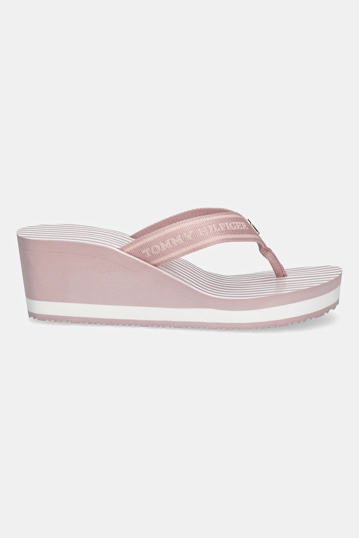 Žabky Tommy Hilfiger TH STRIPES WEDGE BEACH SANDAL FW0FW08521 růžová SS25
