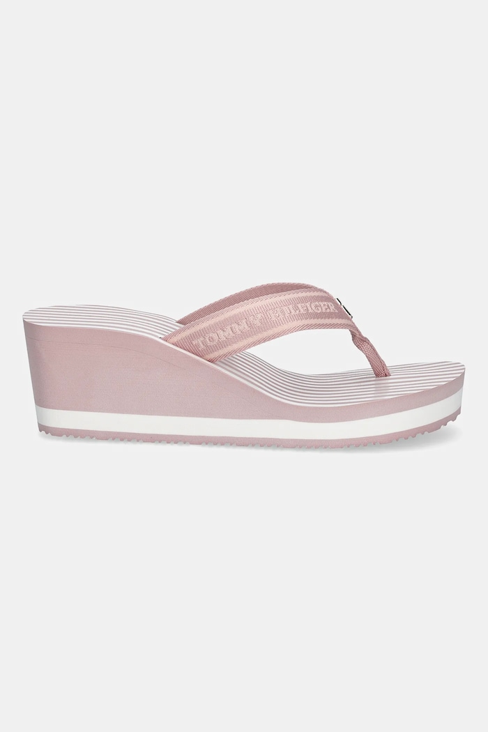 Žabky Tommy Hilfiger TH STRIPES WEDGE BEACH SANDAL FW0FW08521 růžová SS25
