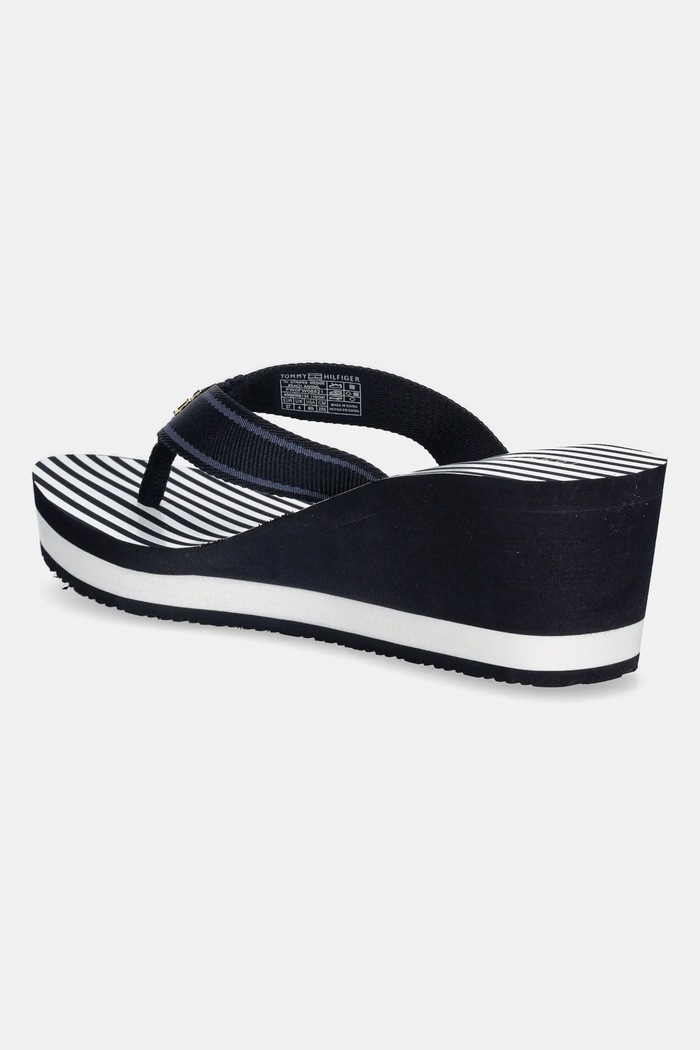 Obuwie Tommy Hilfiger japonki TH STRIPES WEDGE BEACH SANDAL FW0FW08521 granatowy