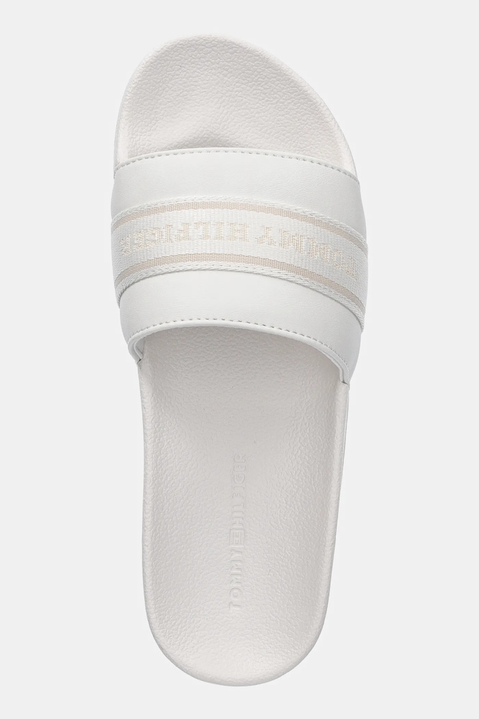 Obuwie Tommy Hilfiger klapki HILFIGER POOLSIDE WITH WEBBING FW0FW08529 biały