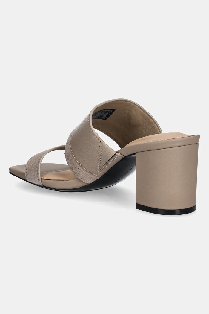 Boty Kožené pantofle Tommy Hilfiger LEATHER & SUEDE BLOCK HEEL MULE FW0FW08530 béžová