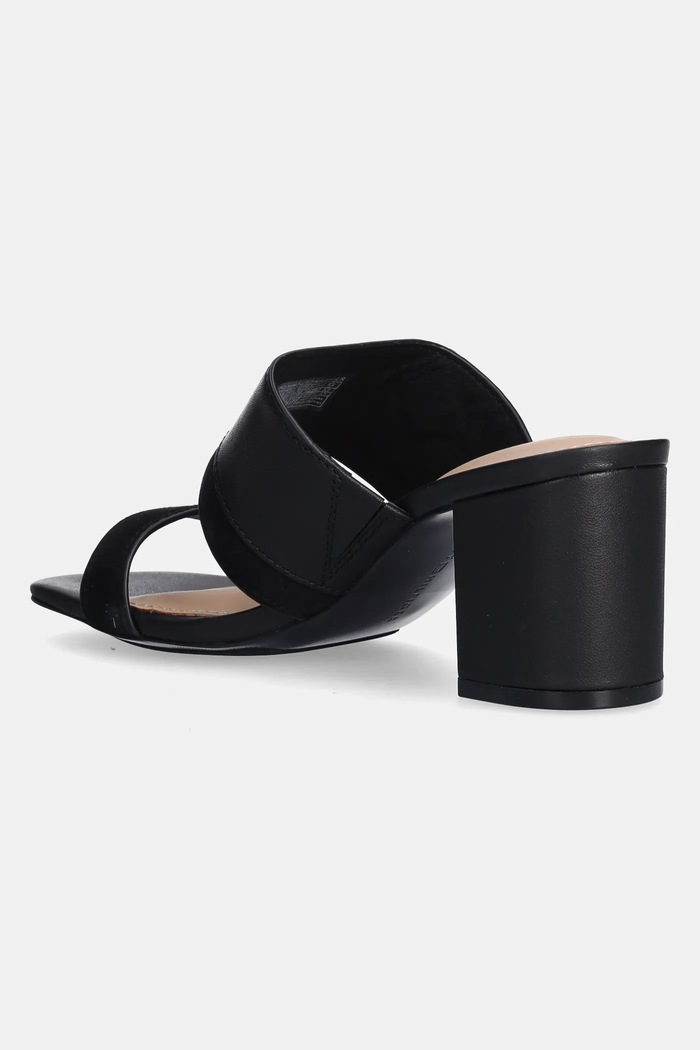 Încălțăminte Tommy Hilfiger slapi de piele LEATHER & SUEDE BLOCK HEEL MULE FW0FW08530 negru