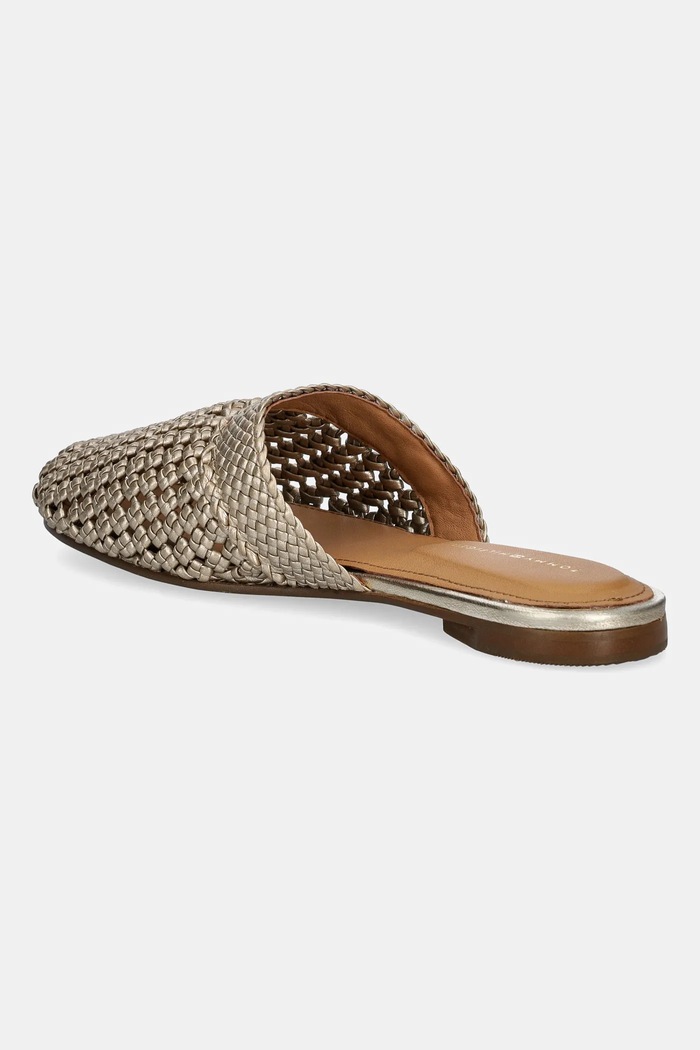 Obuwie Tommy Hilfiger klapki CROCHET METALLIC LEATHER MULE FW0FW08606 złoty