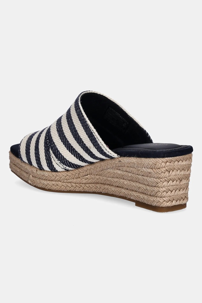 Obuwie Tommy Hilfiger klapki NAUTICAL STRIPES ESPADRILLE MULE FW0FW08666 granatowy