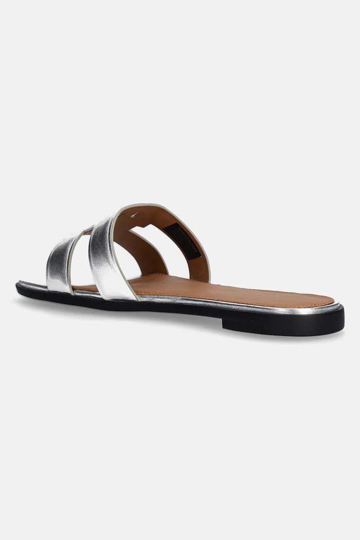 Kožené pantofle Tommy Hilfiger TH LOGO STRAP METALLIC MULE stříbrná FW0FW08676