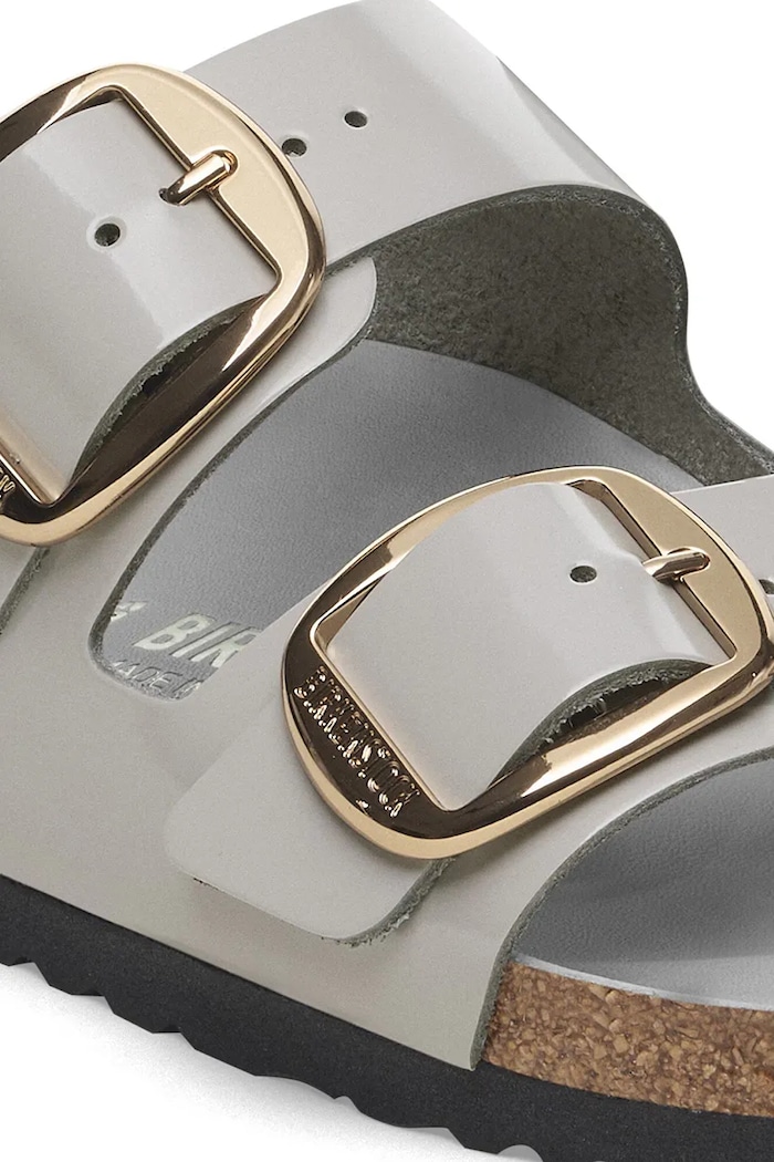 Scarpe Birkenstock ciabatte slide in pelle Arizona Big Buckle 1029391 grigio